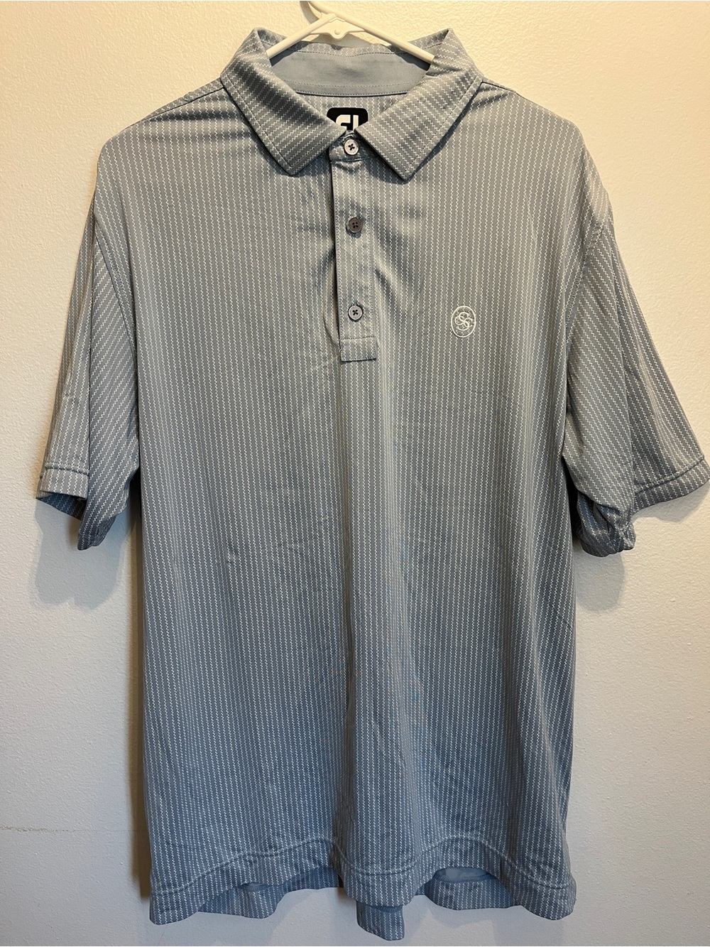 FootJoy Gray ZigZag Pinstripe Short-Sleeve Polo